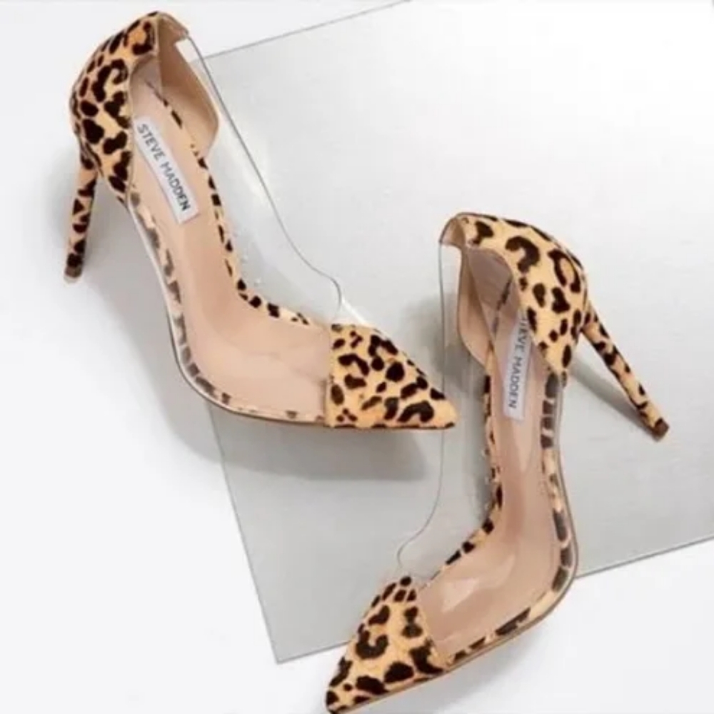 Steve Madden leopard clear  heels